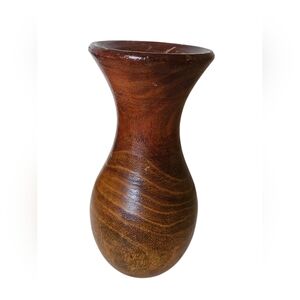 Vintage Hand Turned Wooden Vase 10 Inches Tall.